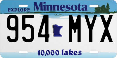 MN license plate 954MYX