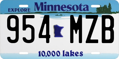 MN license plate 954MZB