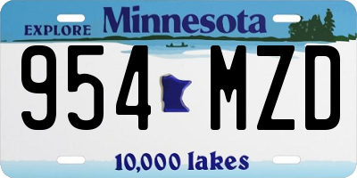 MN license plate 954MZD