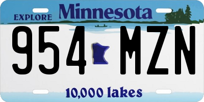 MN license plate 954MZN