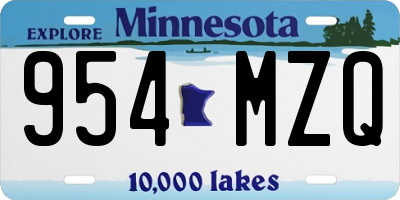 MN license plate 954MZQ