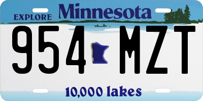 MN license plate 954MZT