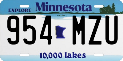 MN license plate 954MZU