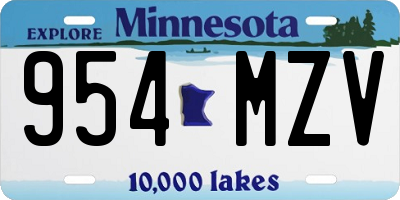 MN license plate 954MZV
