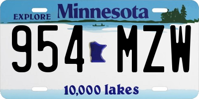 MN license plate 954MZW