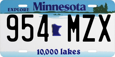MN license plate 954MZX