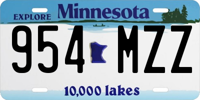 MN license plate 954MZZ