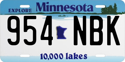 MN license plate 954NBK