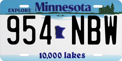MN license plate 954NBW
