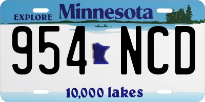 MN license plate 954NCD