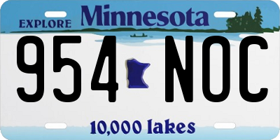 MN license plate 954NOC