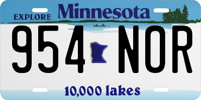 MN license plate 954NOR