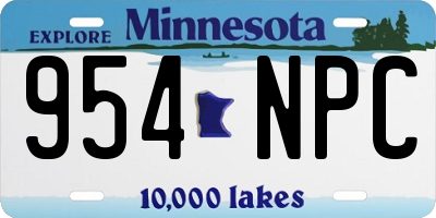 MN license plate 954NPC