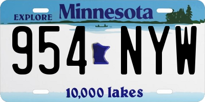 MN license plate 954NYW