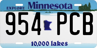 MN license plate 954PCB