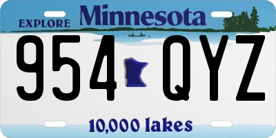 MN license plate 954QYZ