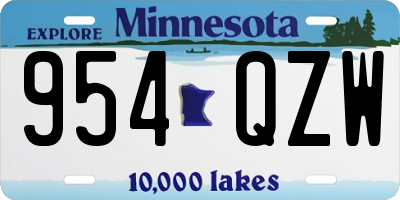 MN license plate 954QZW