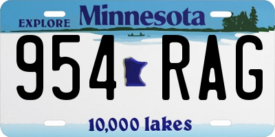 MN license plate 954RAG