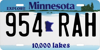 MN license plate 954RAH