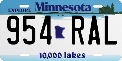 MN license plate 954RAL
