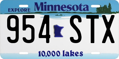 MN license plate 954STX