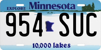 MN license plate 954SUC