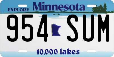 MN license plate 954SUM