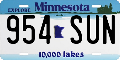 MN license plate 954SUN