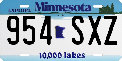 MN license plate 954SXZ