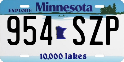 MN license plate 954SZP