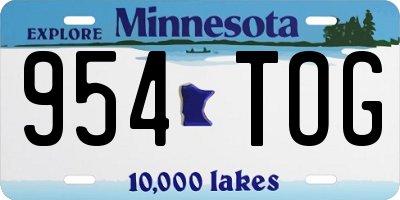 MN license plate 954TOG