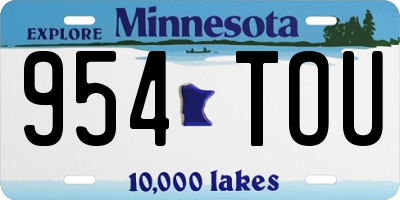 MN license plate 954TOU