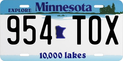 MN license plate 954TOX