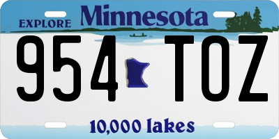 MN license plate 954TOZ