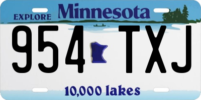 MN license plate 954TXJ