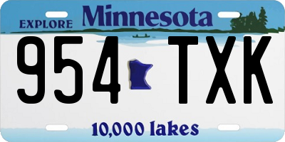 MN license plate 954TXK
