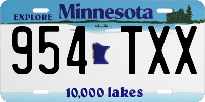 MN license plate 954TXX