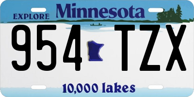 MN license plate 954TZX