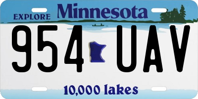 MN license plate 954UAV