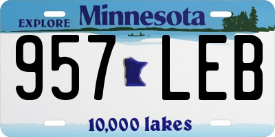 MN license plate 957LEB