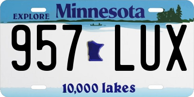 MN license plate 957LUX