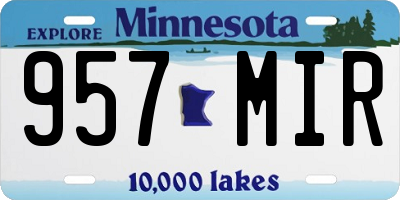 MN license plate 957MIR