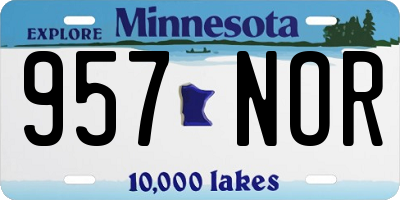 MN license plate 957NOR