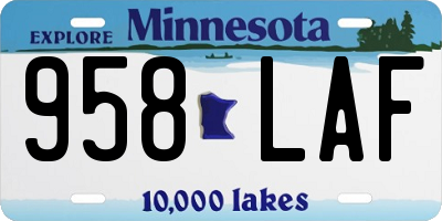 MN license plate 958LAF