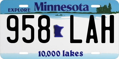 MN license plate 958LAH