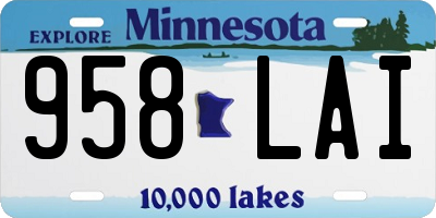 MN license plate 958LAI