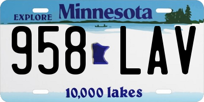 MN license plate 958LAV