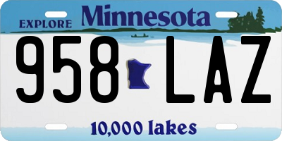 MN license plate 958LAZ