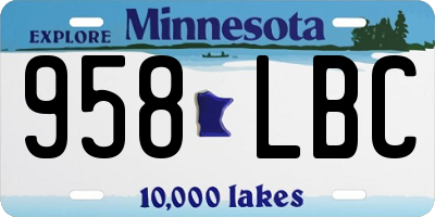 MN license plate 958LBC