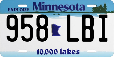MN license plate 958LBI